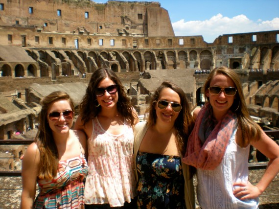 Four girls inside the Colosseum