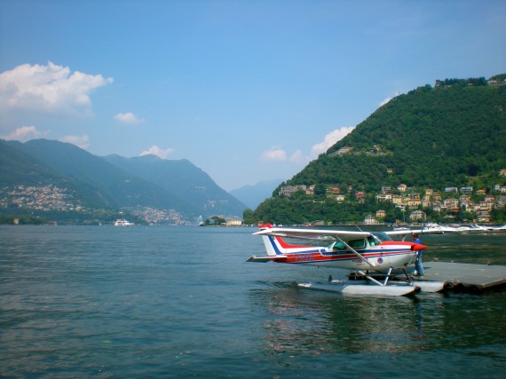 View of Lake Como and water plane