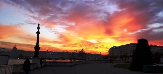 Amazing sunset in Geneva