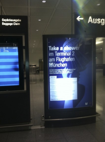 Sign for showers at the airport in Munich, Germany