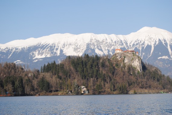 View of Bled Castle from the island