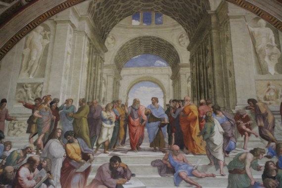 I stumbled upon "The School of Athens" in the Vatican Museum- my favorite work by Raphael 